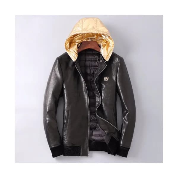 Loewe 2019 Mens Logo Casual Duck Down Leather Jack… - 1