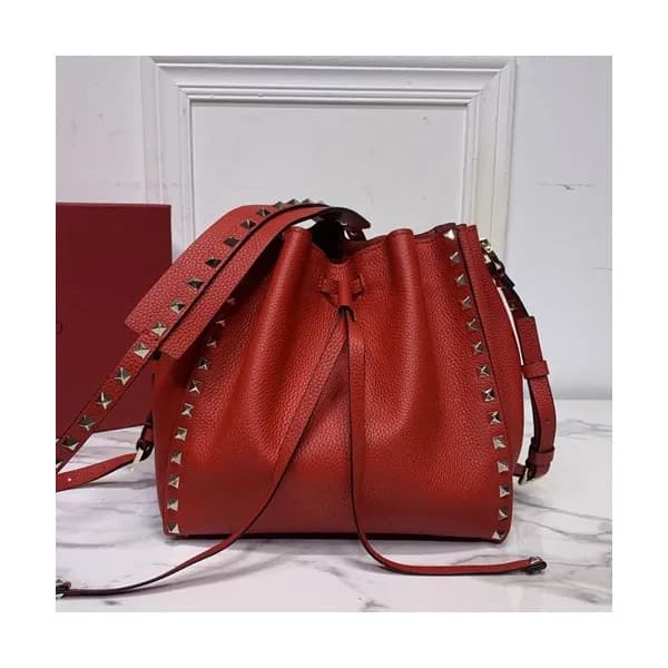 Valentino 2020 Garavani Rockstud Leather Bucket Sh… - 1