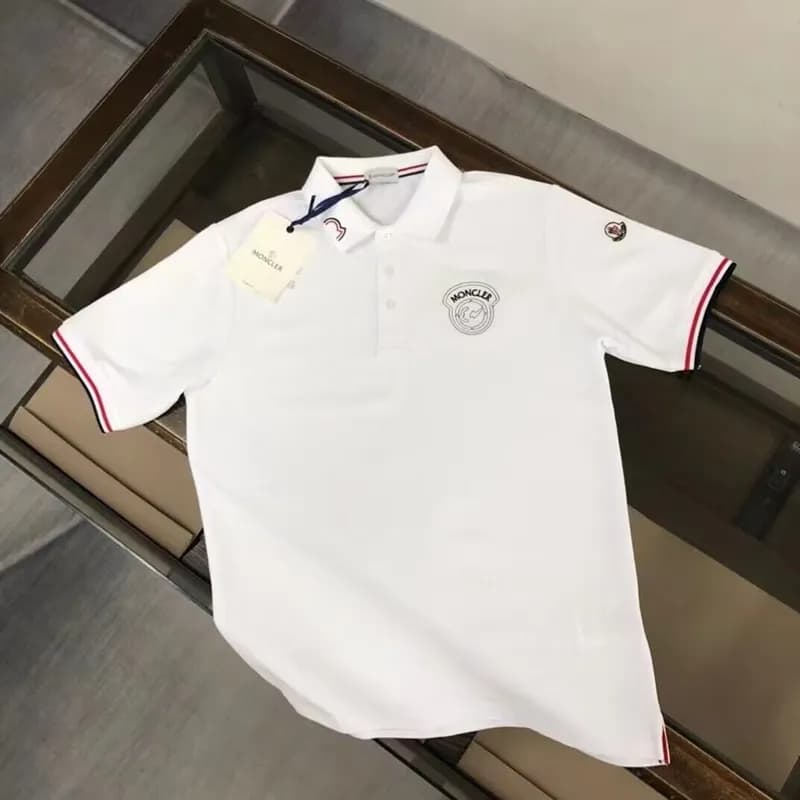 Moncler 2023 Mens Logo Short Sleeved Polo Cotton T… - 1