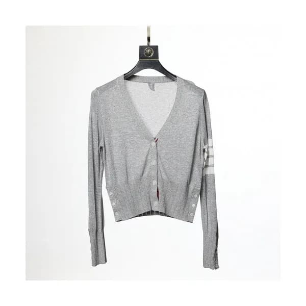 Thom Browne Womens Strap V-neck Cardigan Gray - 톰… - 1