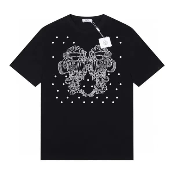 에르메스 남/녀 크루넥 블랙 반팔티 - Unisex Black Tshirts - her06… - 1