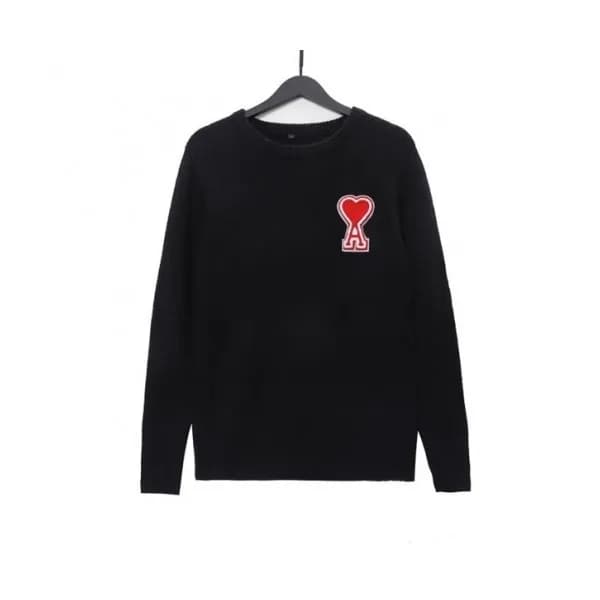 Ami Mm/Wm Logo Casual Turtle-neck Sweaters Black … - 1