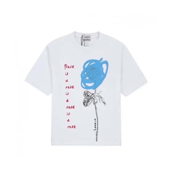 LANVIN Unisex Tshirts White - 랑방 2021 남/녀 로고 반팔티 -… - 1