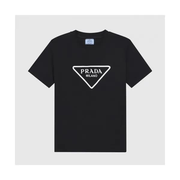 Prada Mm/Wm Logo Short Sleeved Tshirts Black - 프라… - 1