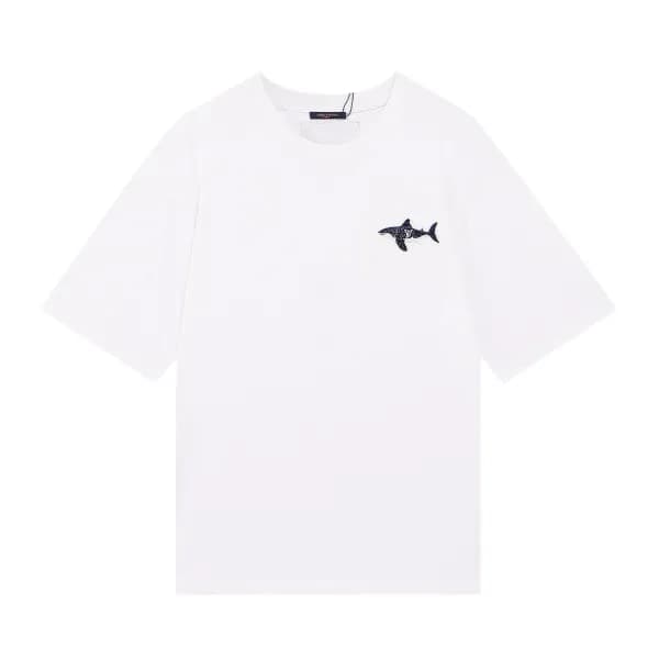 루이비통 남자 크루넥 화이트 반팔티 - Unisex White Tshirts - lou03… - 1
