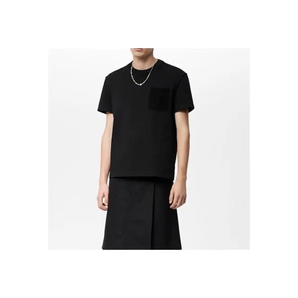 루이비통 남성 블랙 크루넥 반팔티 - Mens Black Tshirts - lou04163… - 1
