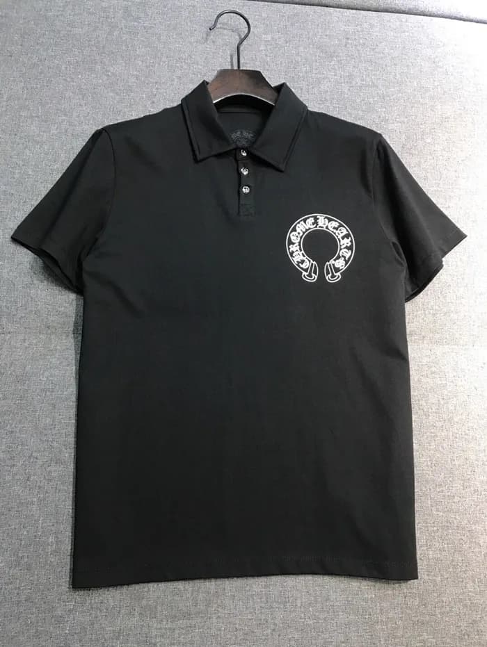 크롬하츠 남성 블랙 폴로 반팔티 - Mens Black Tshirts - chr0228x - 1