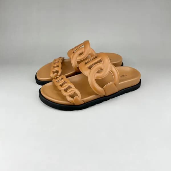에르메스 남/녀 트렌디 카멜 슬리퍼 - Unisex Camel Slippers - her0… - 1