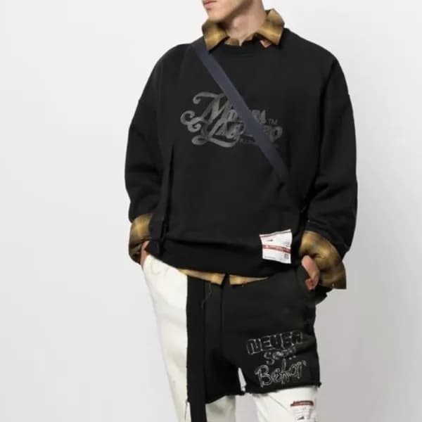 메종 마르지엘라 남성 모던 블랙 맨투맨 - Maison Margiela Mens Black… - 1