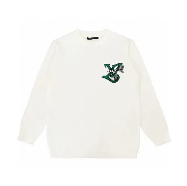 루이비통 남성 화이트 크루넥 니트 - Louis vuitton Mens White Swea… - 1