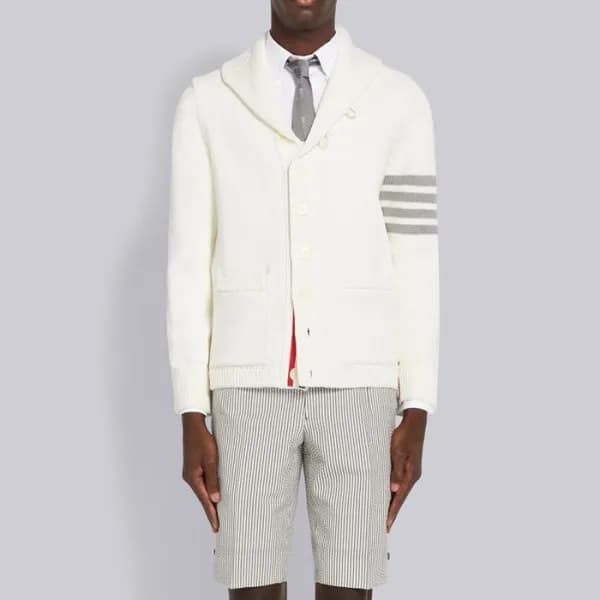 톰브라운 남성 화이트 니트 - Thom Browne Mens White Knits - th… - 1