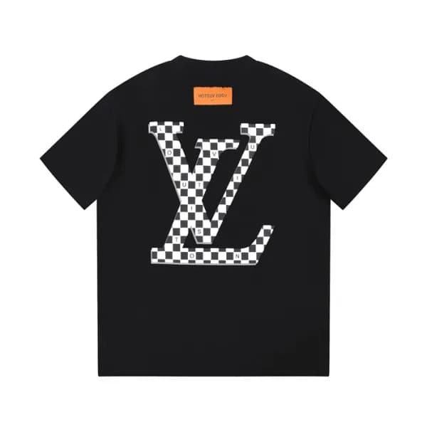 루이비통 남성 블랙 크루넥 반팔티 - Louis vuitton Mens Black Shor… - 1