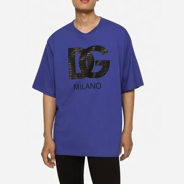 돌체앤가바나 남성 블루 크루넥 반팔티 - Dolce&Gabbbana Mens Blue Ts… - 1