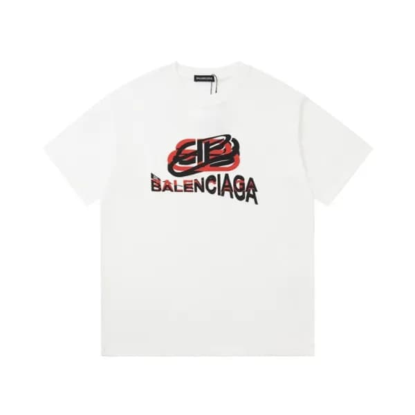 발렌시아가 남성 화이트 크루넥 반팔티 - Balenciaga Mens White Short… - 1