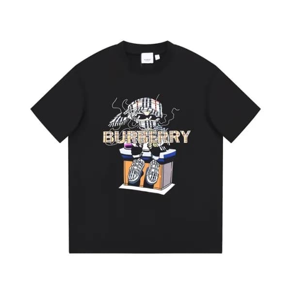 버버리 남성 블랙 크루넥 반팔티 - Burberry Mens Black Short Slee… - 1