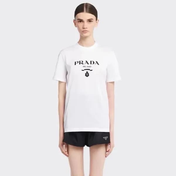 프라다 여성 화이트 반팔 티셔츠 - Prada Women White Tshirts - pr… - 1