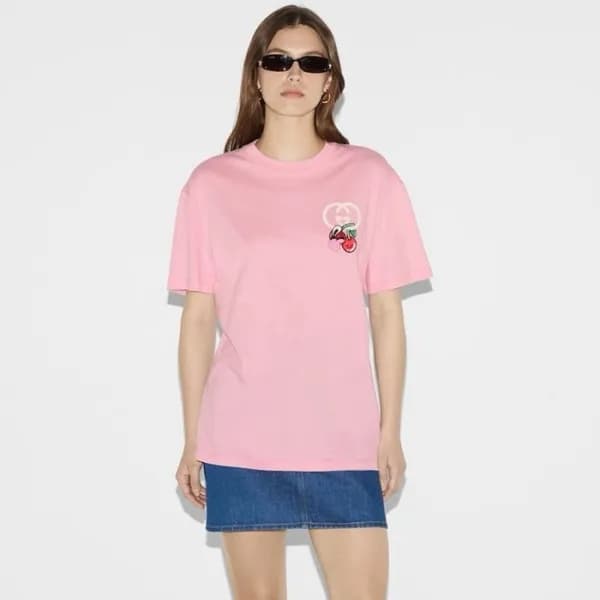 구찌 여성 핑크 티셔츠 - Gucci Womens Pink Tshirts - guc630x - 1