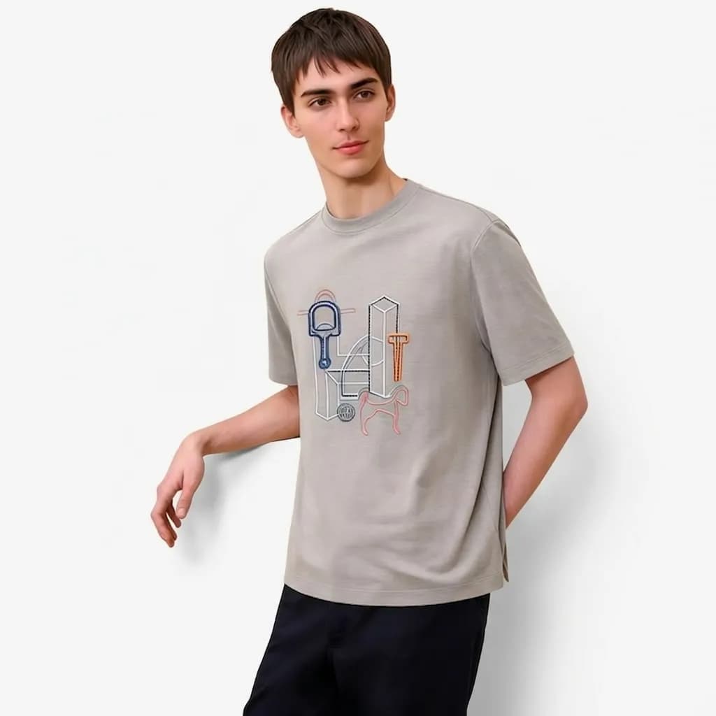 에르메스 남성 라운드 반팔티 - Hermes Mens Round Tshirt - hec13… - 1
