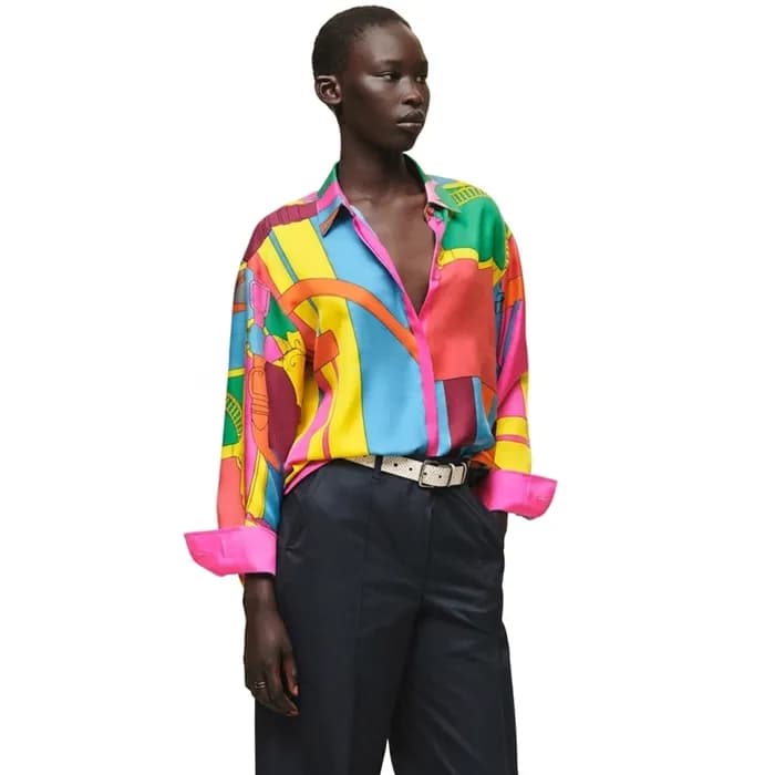 에르메스 여성 실크 트윌 셔츠 - Hermes Womens Silk Twill Shirt … - 1