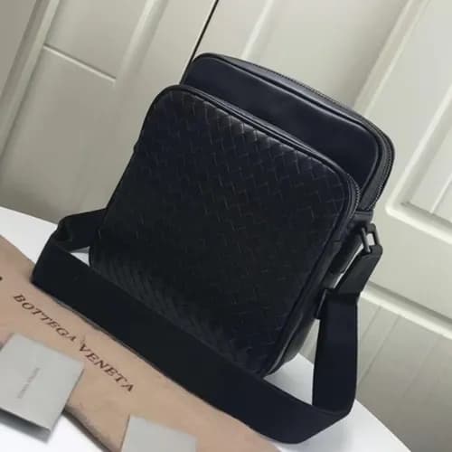 Bottega Veneta Leather Black Cross Bag,27cm - 보테가 … - 1