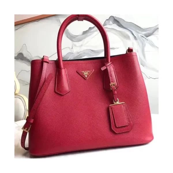 Prada Saffiano Double Tote Shoulder Bag,33CM - 프라다… - 1