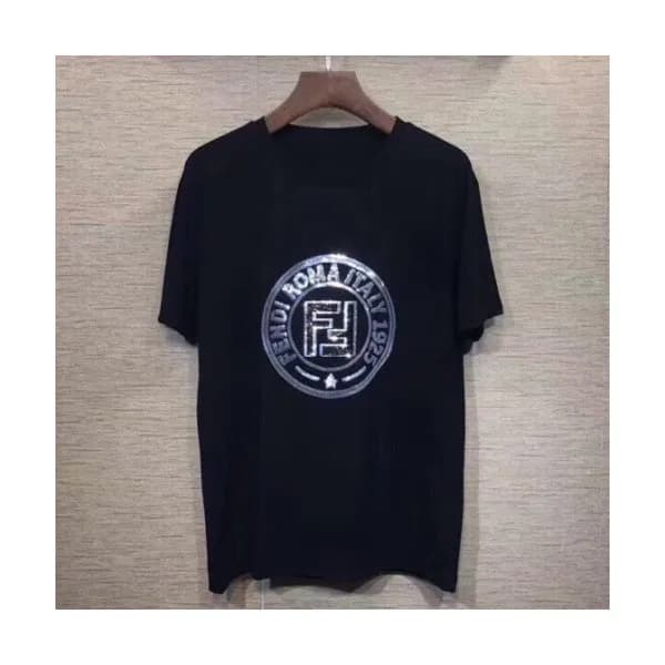 Fendi 2019 Mens Initial Logo Cotton Short Sleeved … - 1