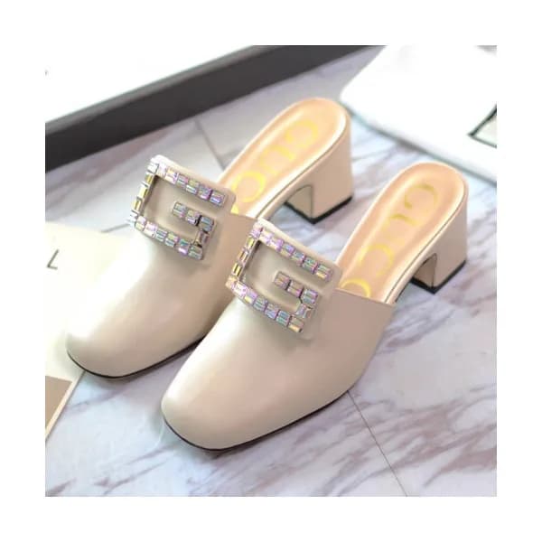 Gucci 2019 Ladies Crystal G Middle-heel Bloafer - … - 1