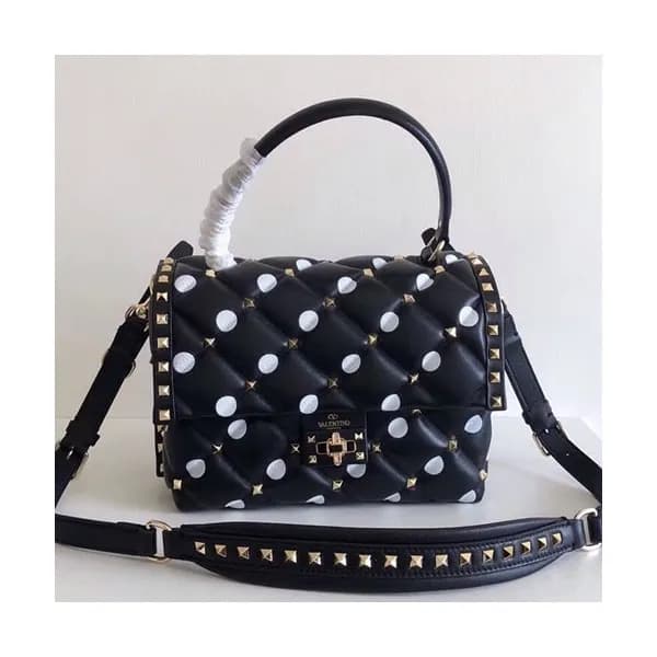Valentino 2019 Leather Rockstud Tote Shoudler Bag,… - 1