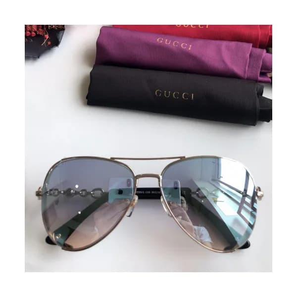 Gucci 2019 Mm/Wm Retro GG Logo Metal Frame Sunglas… - 1