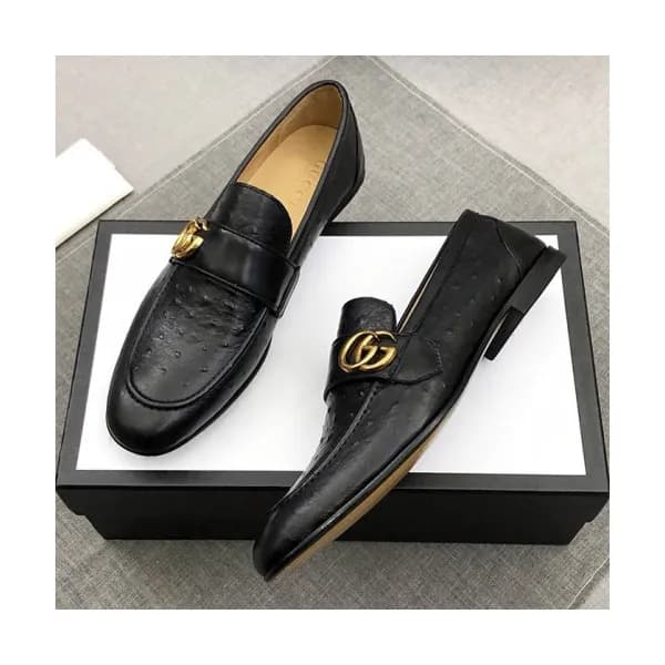 Gucci 2019 Mens Business GG Logo Leather Loafer- 구… - 1