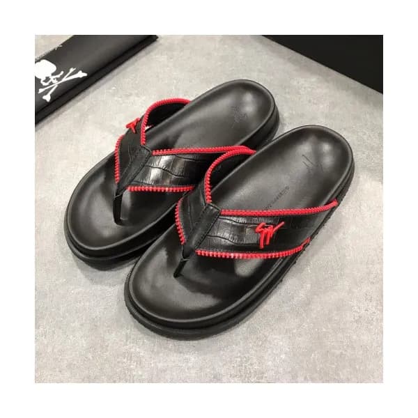 Giuseppe Zanoti 2019 Mens Logo Leather Flip-flap -… - 1