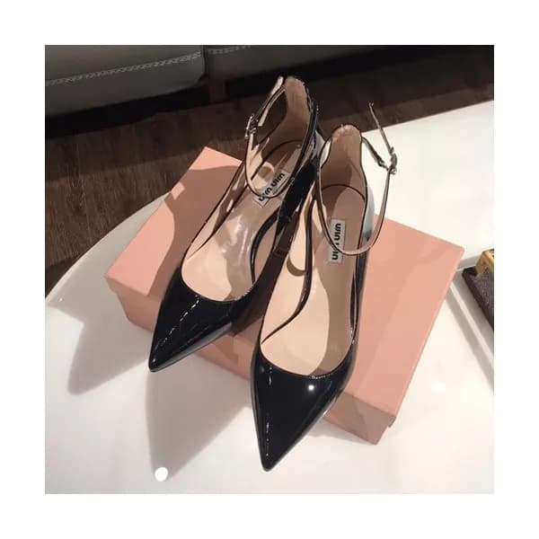 Miumiu 2019 Ladies Leather Middle-heel Slingback- … - 1
