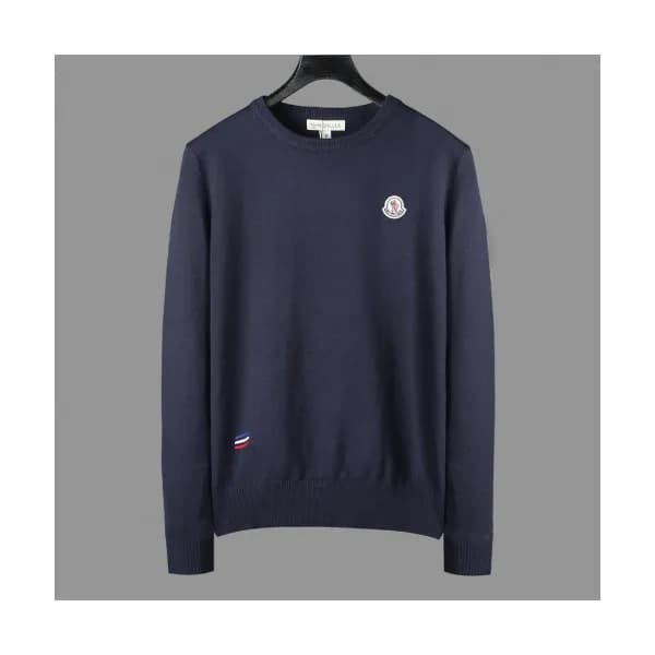 Moncler 2019 Mens Retro Logo Crew-neck Wool Sweate… - 1