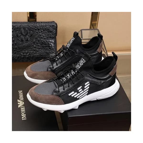 Armani 2020 Mens Leather & Canvas Sneakers - 알마니 … - 1