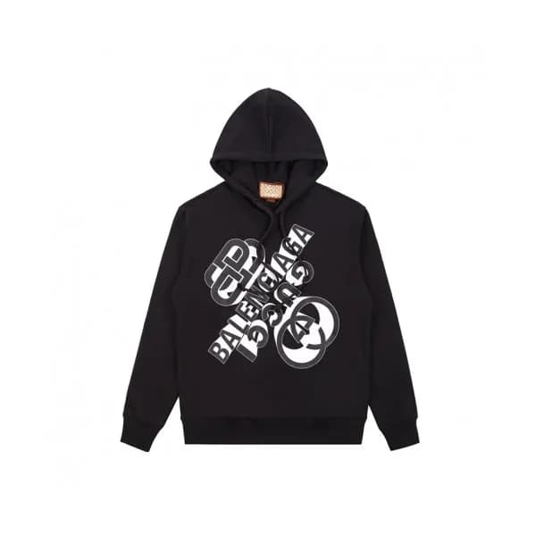 Balenciaga Mm/Wm Logo Cotton Hoodie Black - 발렌시아가… - 1