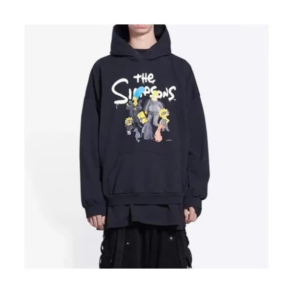 Balenciaga Mm/Wm Logo Cotton Hoodie Black - 발렌시아가… - 1