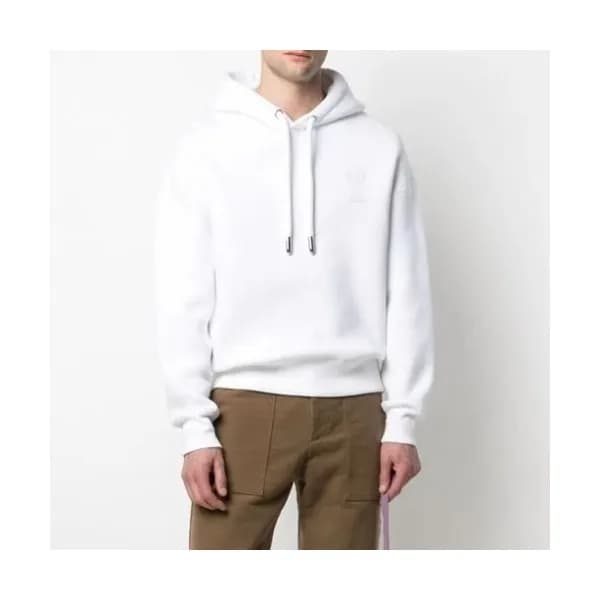 Ami Mens Logo Casual Cotton Hoodie White - 아미 202… - 1