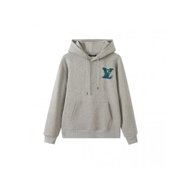 Louis vuitton Unisex Logo Cotton Hoodie Gray - 루이… - 1