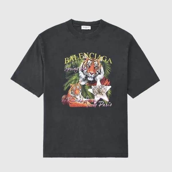 발렌시아가 남성 크루넥 블랙 반팔티 - Mens Black Tshirts - bal0129… - 1