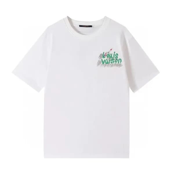 루이비통 남성 크루넥 화이트 반팔티 - Mens White Tshirts - lou0396… - 1