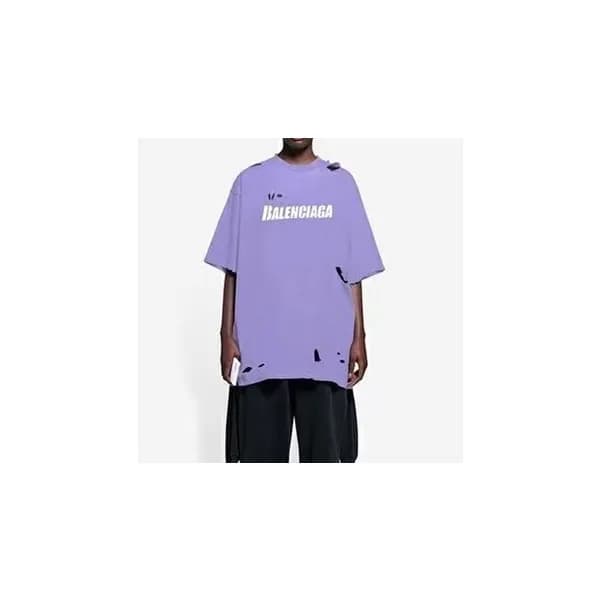 발렌시아가 남성 크루넥 퍼플 반팔티 - Mens Purple Tshirts - bal013… - 1