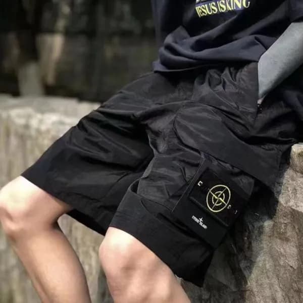 스톤아일랜드 남성 캐쥬얼 블랙 반바지 - Mens Black Half-pants - sto… - 1