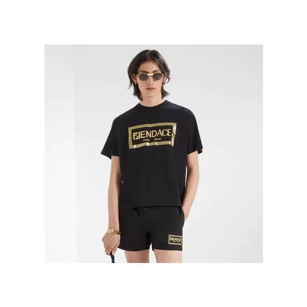 펜디 남성 블랙 크루넥 반팔티 - Mens Black Tshirts - fen01242x - 1