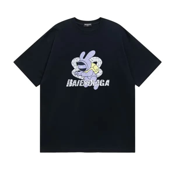 발렌시아가 남성 크루넥 블랙 반팔티 - Mens Black Tshirts - bal0159… - 1