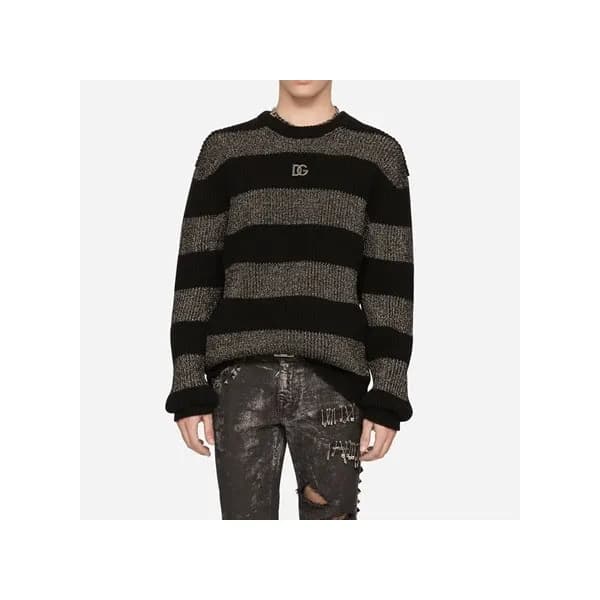 돌체앤가바나 남성 블랙 크루넥 니트 - Dolce&Gabbana Mens Black Kni… - 1