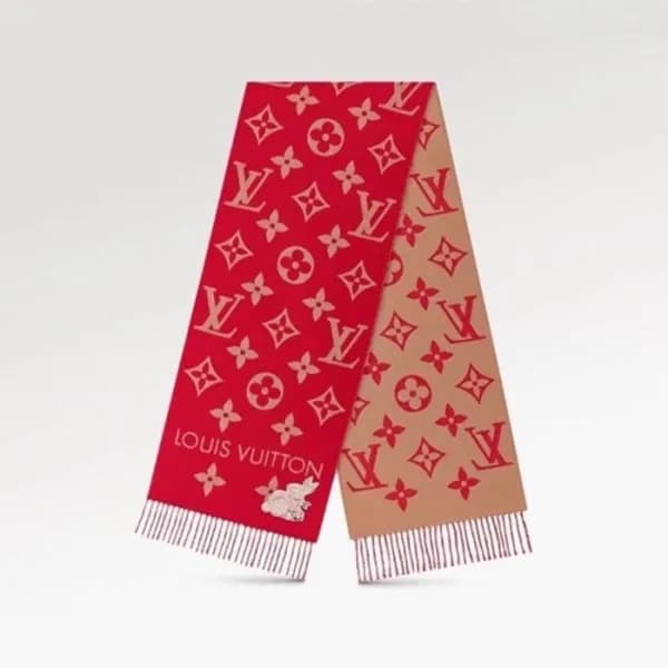 루이비통 남/녀 레드 머플러 - Louis vuitton Unisex Red Muffler… - 1