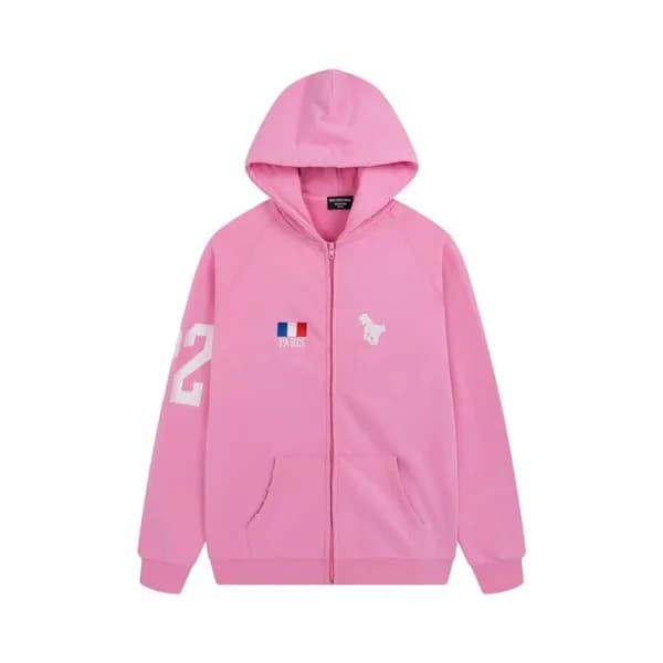 발렌시아가 남/녀 핑크 집업 후드티 - Balenciaga Unisex Pink Hoodi… - 1