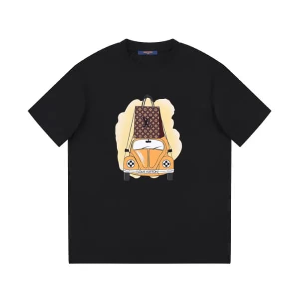 루이비통 남성 블랙 크루넥 반팔티 - Louis vuitton Mens Black Shor… - 1