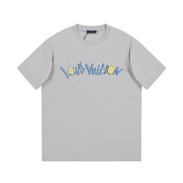 루이비통 남성 그레이 크루넥 반팔티 - Louis vuitton Mens Gray Shor… - 1