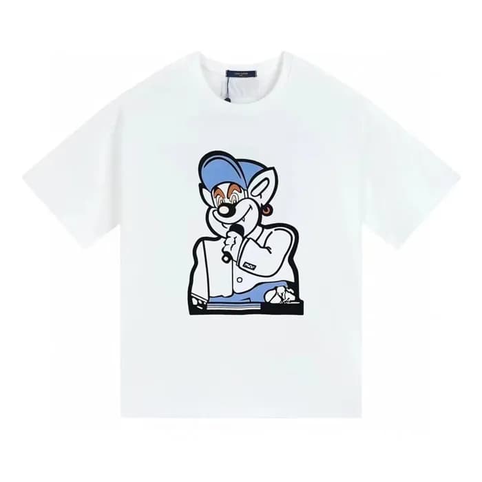 루이비통 남성 화이트 크루넥 반팔티 - Louis vuitton Mens White Sho… - 1